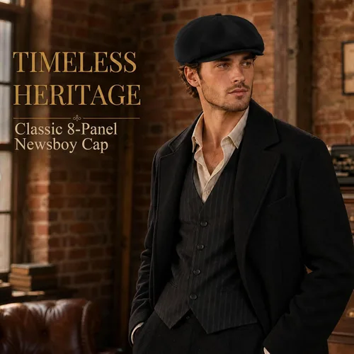 Vista 5 de Gorra de Newsboy de 8 paneles para hombre, gorra plana para novatos Cabbie