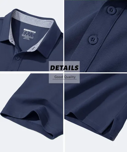 Vista 6 de MAGCOMSEN Camisas polo de manga corta para hombre, de algodón, piqué de 3 botones, ajuste clásico, informal, camisetas de golf
