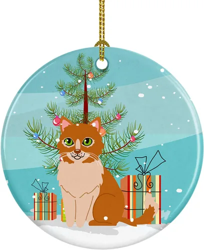 Vista 17 de Caroline's Treasures Árbol de Navidad de gato asiático, adorno de cerámica para colgar en el árbol de Navidad, decoración para el hogar, Navidad