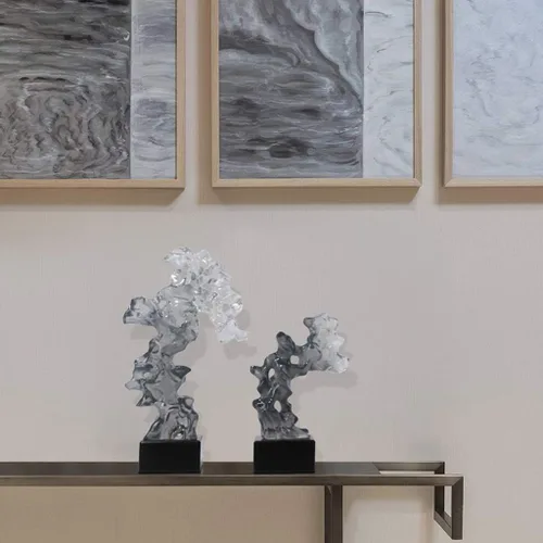 Vista 6 de Estatua china de feng shui, escultura de piedra de Taihu, decoración moderna de resina para sala de estar, decoración moderna, decoración abstracta