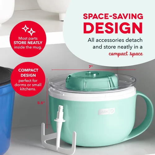 Vista 6 de Dash My Mug Ice Cream Maker - Máquina para hacer helados, hace una sola porción de gelato, yogur congelado, sorbete y más, fácil de limpiar y usar