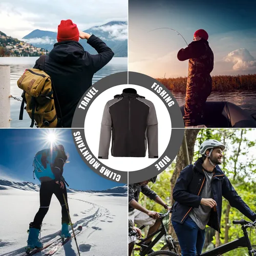 Vista 5 de K.E.J. Chaqueta impermeable de golf para hombre, impermeable, ligera, traje de golf para senderismo, ciclismo, correr, camping, viajes