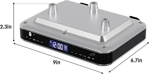 Vista 9 de iLive Radio FM Bluetooth para debajo del gabinete para cocina, estéreo inalámbrico con reloj y temporizador incorporados, 20 preajustes de FM, LCD