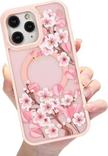 Vista 25 de Compatible con el teléfono 13 Pro - Funda magnética mate translúcida, de lujo, a prueba de golpes, magnética y con bonito patrón de flores, carcasa