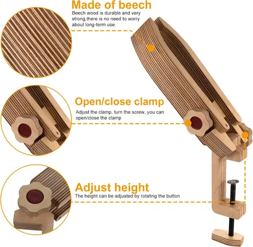 Vista 3 de citian Poni de costura de madera, cuero para manualidades, fácil de llevar, portátil, fácil de viajar, mini poni de costura Posición ajustable