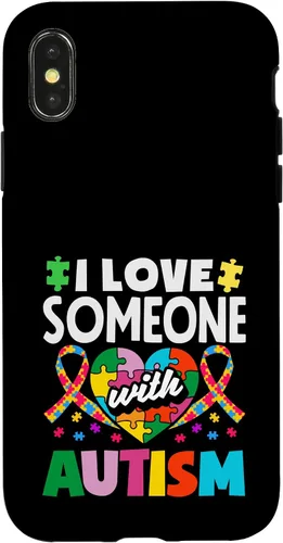 Vista 5 de Love Someone with Autism Awareness Puzzle Piece Ribbon Case for iPhone 16