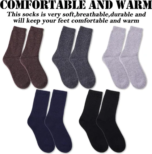 Vista 2 de MQELONG Womens 5 Pairs Soft Thick Comfort Casual Cotton Warm Wool Crew Winter Socks