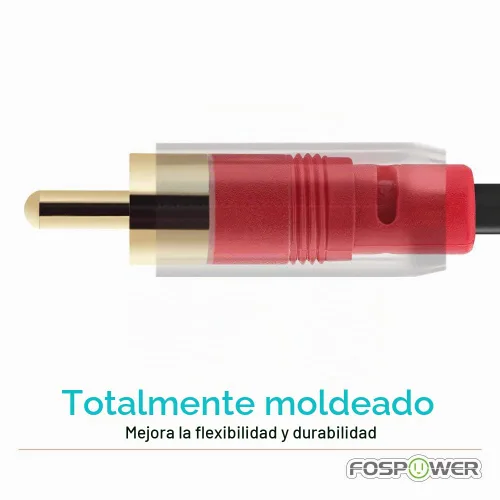 Vista 7 de FosPower Cable de 3.5mm a RCA (183 cm), Cable de audio RCA chapado en oro de 24K macho a macho, cable auxiliar estéreo [izquierdo/derecho] adaptador