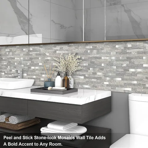Vista 4 de BeNice Azulejos de cocina para despegar y pegar, azulejos autoadhesivos de mosaico para paneles de pared de baño, impermeables