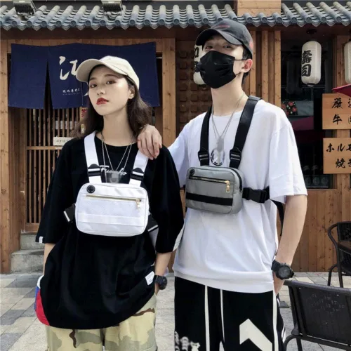Vista 3 de Forart - Bolsa táctica para hombres y mujeres, bolsa de cintura para el pecho, hip hop, ropa de calle, bolsa de hombro frontal para la cintura