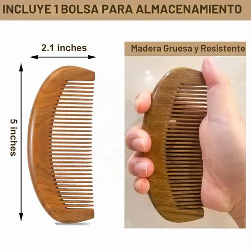 Vista 9 de Paquete de 2 peines de madera, peines para el cabello