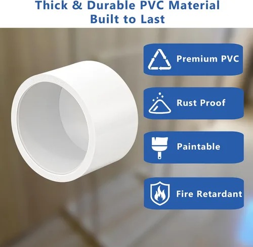 Vista 5 de Tapa de extremo de PVC de 1 pulgada, paquete de 10 conectores de codo de tubería, accesorios de tubería de PVC SCH40 de grado para muebles
