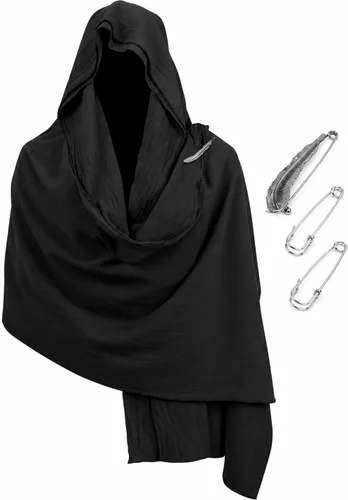 Vista 11 de JPXH Conjunto de bufanda con capucha con cinturón y muñequeras para cosplay medieval Marrón