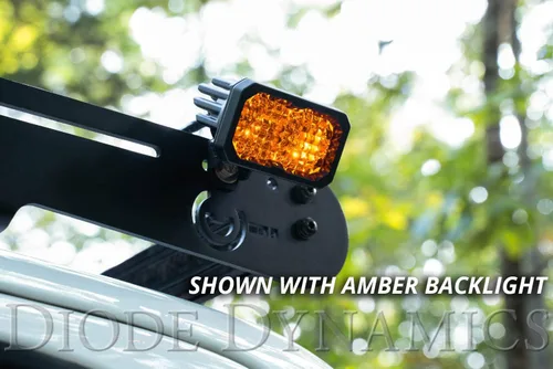 Vista 5 de Diode Dynamics C2 1.0 SAE Pod LED deportivo estándar amarillo (par), Combo con retroiluminación ámbar