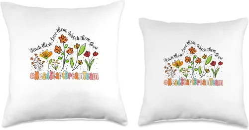 Vista 3 de Cute Floral Teach Them Love HeadStart Dream Team HeadStart Dream Team Appreciation Week Back to School Throw Pillow, 16x16, Multicolor