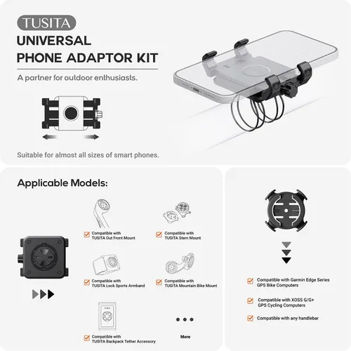 Vista 2 de TUSITA Soporte para teléfono de bicicleta compatible con Garmin Mount, 4.0"-6.9