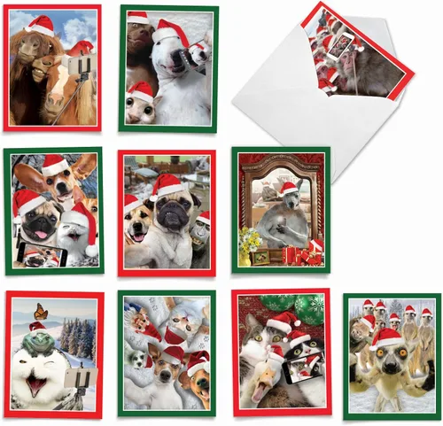 Vista 8 de The Best Card Company Paquete variado de 10 tarjetas navideñas de felicitación con sobres, surtido festivo de humor para hombres y mujeres