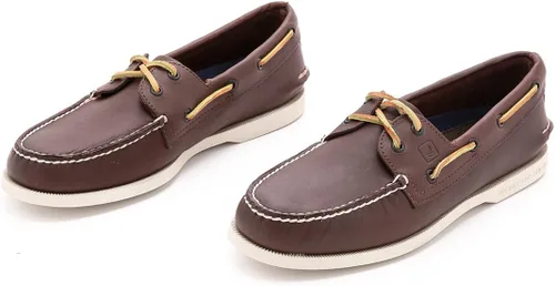 Vista 7 de Sperry Authentic Original - Zapatos náuticos de piel con 2 ojales para hombre, color marrón liso, 9