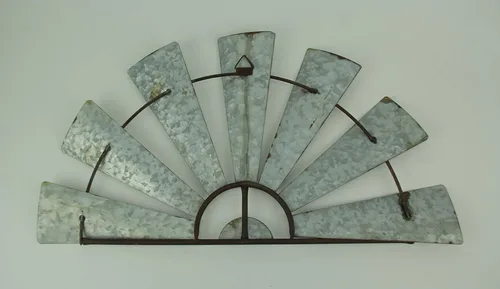 Vista 9 de Molino de viento escultura de pared, 24 pulgadas de metal galvanizado medio Gris