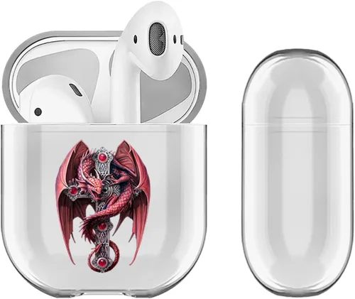Vista 8 de Head Case Designs Funda de carga con licencia oficial de Anne Stokes Dagger Dragon Fantasy Designs de cristal duro transparente compatible con Apple