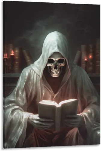 Vista 45 de HHGaoArt Lienzo gótico para pared, póster de fantasmas de Halloween, imagen espeluznante en lienzo