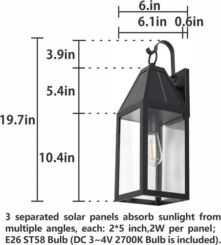 Vista 7 de Paquete de 2 lámparas solares de pared para exteriores, lámpara exterior