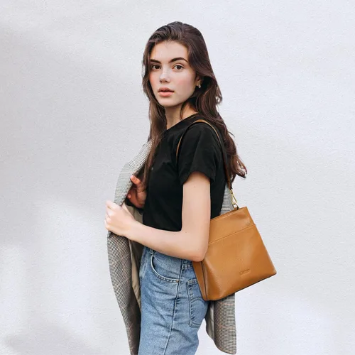 Vista 3 de Kattee Bolsos de mano de cuero para mujer, bolso cruzado de hombro suave mediano con 2 correas