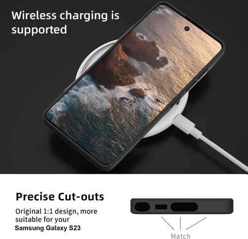 Vista 5 de Funda compatible con Galaxy S23 con protección de cámara mejorada, funda de silicona mate a prueba de golpes, delgada, cubierta completa, suave