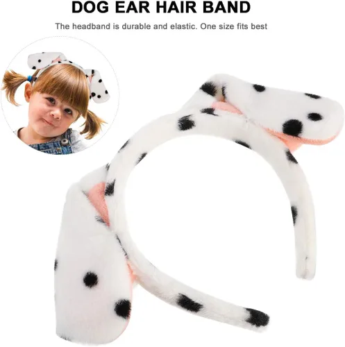 Vista 2 de VALICLUD Diadema de orejas de perro de dibujos animados, lindas orejas de cachorro, accesorios de cosplay (blanco), Blanco