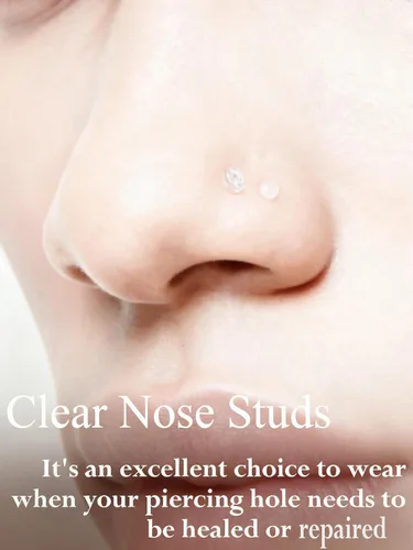 Vista 6 de Aretes transparentes con parte trasera plana de 18 G y 16 G para deportes de nariz, plástico de silicona, retenedores de cartílago para tragus