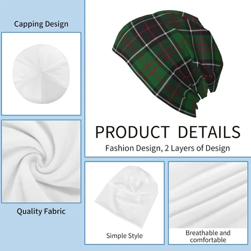 Vista 6 de Gorro unisex Sinclair Clan Caza Tartán Variant Plaid Cálido Slouchy Knit Hat Headwear Regalo para Adultos, Sinclair Clan Caza Tartán Variant Plaid