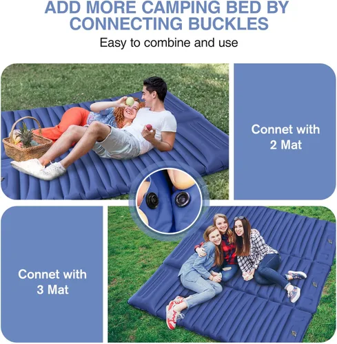 Vista 6 de Colchoneta de dormir para camping, alfombrilla de campamento extra gruesa de 5" con almohada y bomba de pie integrada, colchoneta inflable