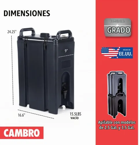 Vista 3 de Cambro (500LCD110) Portabebidas de 4-3/4 gal - Camtainer®