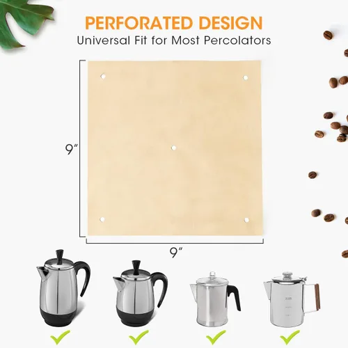 Vista 5 de Aieve 160 filtros de café percolador, papel de filtro perforado sin blanquear para ollas de café eléctricas, filtros percoladores envolventes