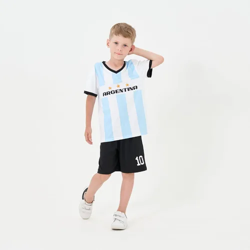 Vista 5 de BDONDON Camisetas de fútbol para niños y niñas, trajes de camiseta de entrenamiento de fútbol para niños y niñas, uniformes