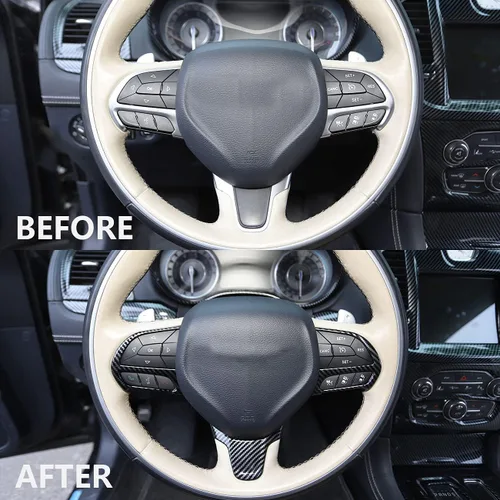 Vista 5 de crosselec Kit de bisel de fibra de carbono para volante de fibra de carbono para Chrysler 300 2015-2021