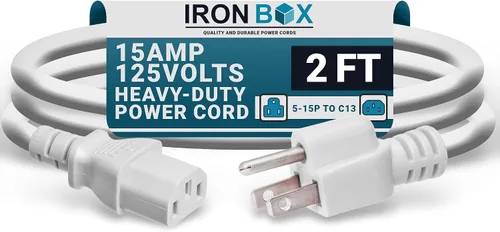 Vista 33 de IronBox Electric - Cable de Alimentación de Servicio Pesado 5-15P a C13 - Cable PC SJT 14/3 de 3 Clavijas 15A 125V - Cable para Computadora