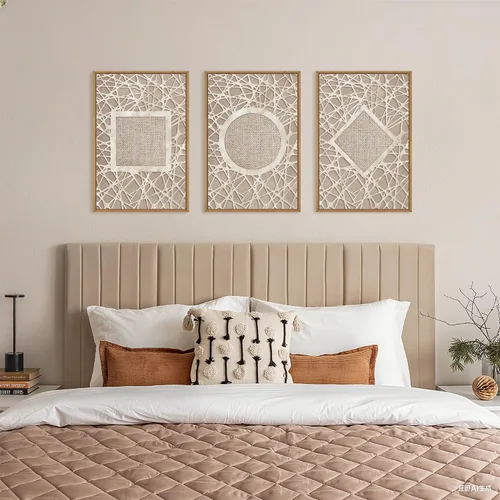 Vista 59 de Lienzo decorativo abstracto grande con marco naranja quemado, decoración de pared azul neutro y negro, arte moderno con pinceladas, impresión