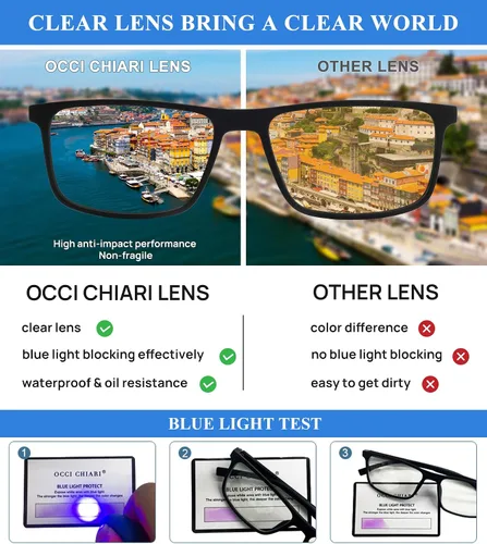 Vista 3 de OCCI CHIARI Gafas de lente transparente para hombre marco óptico cuadrado