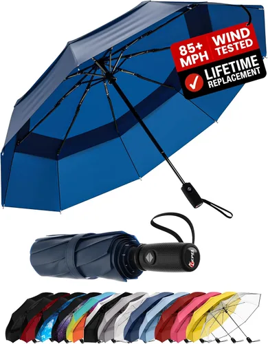 Vista 94 de REPEL Windproof Travel Umbrella - Compact & Withstands Winds up to 85MPH , Strongest Premium Auto Folding Umbrella for Rain and Sun - Durable, Light