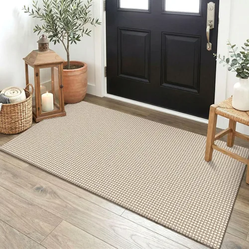 Vista 58 de EARTHALL Alfombra tejida de 2 x 3 pies, lavable para entrada, alfombra trenzada antideslizante, alfombra para puerta interior y exterior, alfombra