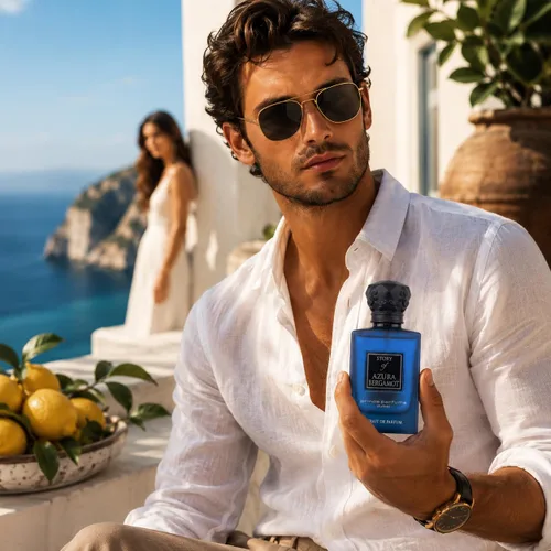 Vista 4 de Prince Parfums Dubai - Story of Azura Bergamota - Extrait de Parfum para hombre 3.4 onzas - Colonia de lujo con pomelo, bergamota, sándalo y vetiver