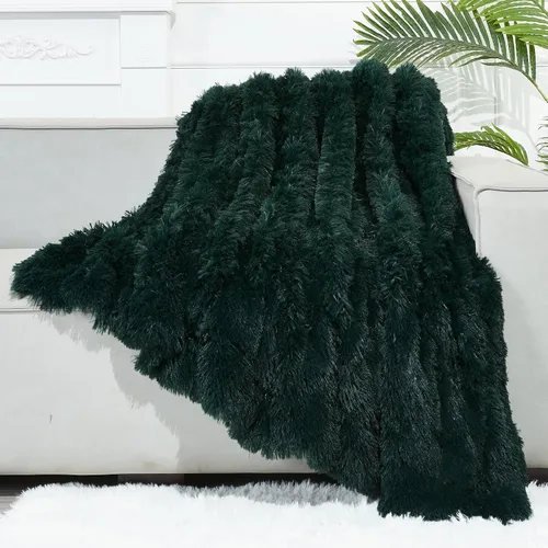 Vista 19 de GONAAP Manta de Tiro Difusa de Piel Sintética Negra Súper Suave Acogedora Felpa Difusa Peluda para Sofá Sillón Cama (Negro, Tiro(50"x60"))