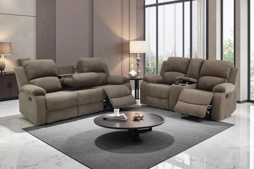 Vista 64 de A Ainehome Juego de Muebles de Sala de Estar de Cuero Reclinable Juego de Sofá Sillón Loveseat Juego de Muebles Sofá para Sala de Estar/Espacio