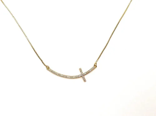 Vista 2 de Cross Necklace for Women, Cross Lariat Necklace for Women, Ajustable Chain 4o inch Length, Religious Gifts, Gold Plated Necklace, Gifts for Her