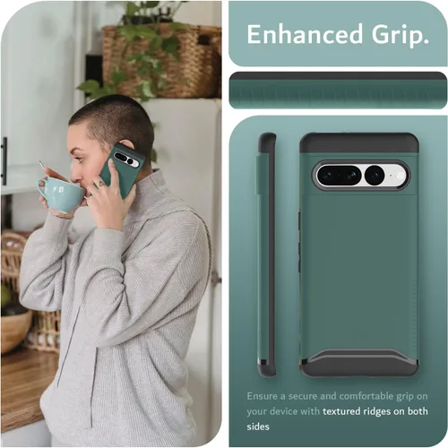 Vista 4 de TUDIA Merge [grado militar] Funda diseñada para Google Pixel 7 Pro (2022), a prueba de golpes, delgada, de doble capa, resistente a los golpes