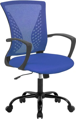 Vista 14 de Silla de oficina ergonómica de malla para computadora BestOffice, con reposabrazos, soporte lumbar, respaldo medio, giratoria, ajustable, para Negro
