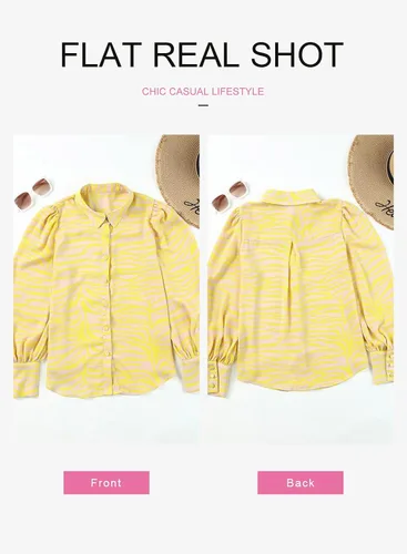 Vista 6 de EVALESS Blusas con botones para mujer, blusas de manga larga con estampado de moda 2023