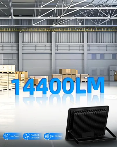 Vista 5 de Luz de inundación LED de 120 W para exteriores con enchufe, luces de seguridad superbrillantes de 14400 lm con cable, luz de trabajo LED impermeable