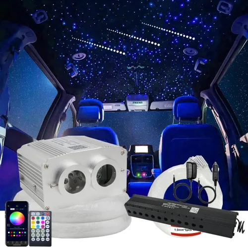 Vista 10 de AZIMOM Control Bluetooth 10W RGBW Twinkle Fibra Óptica Luces Estrella Kit de Luz de Techo 200 Unidades* 0.03 pulgadas x 6.5 pies Cables de Fibra